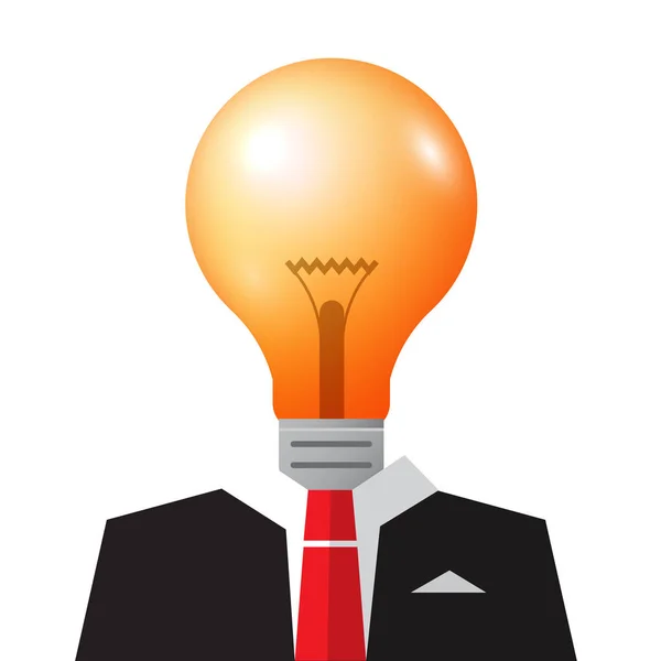 Symbole Idée Affaires Vectoriel Avec Ampoule Costume — Image vectorielle