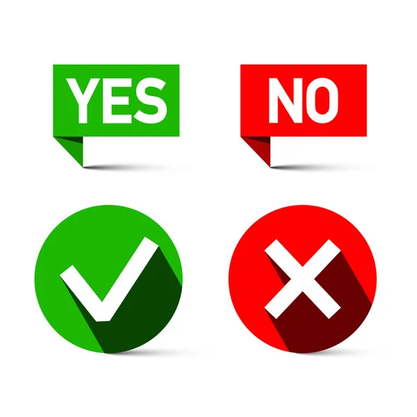 Yes Icons Isolated White Background Vector Green Red Check Marks — Stock Vector