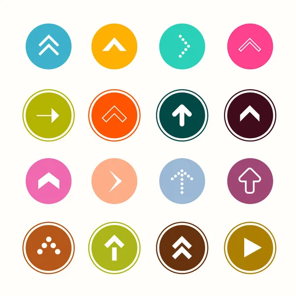 Pijlen Platte Ontwerp Pijl Collectie Kleurrijke Cirkels Vector App Symbolen — Stockvector