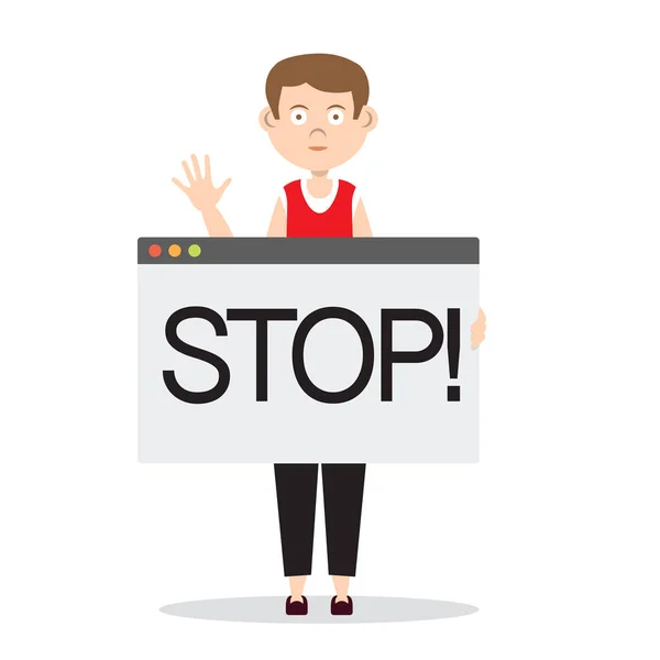 Man Stop Sign Vector Illustration - Stok Vektor