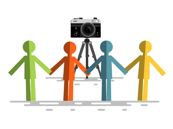 Retro Camera People — Stock Vector