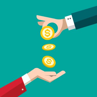Para para insan elinden çıktı. Mali konsept vektör tasarımı. İpotek sembolü.