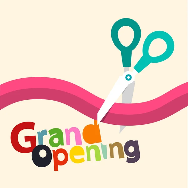 Grand Opening Vector Design Ribbon Scissors — Stock Vector