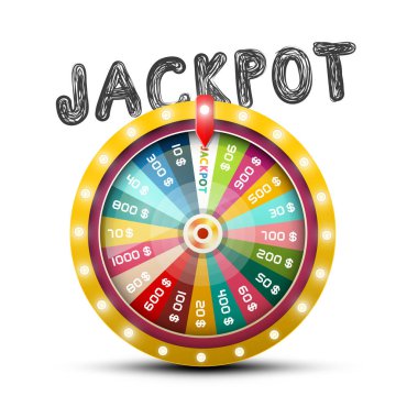 Jackpot sembolü ile Wheel of Fortune vektör tasarımı