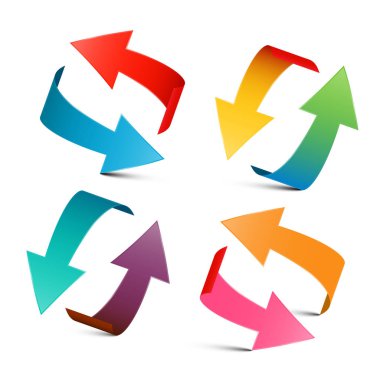 Renkli oklar ayarlayın. 3D ok Logo tasarlamak vektör.