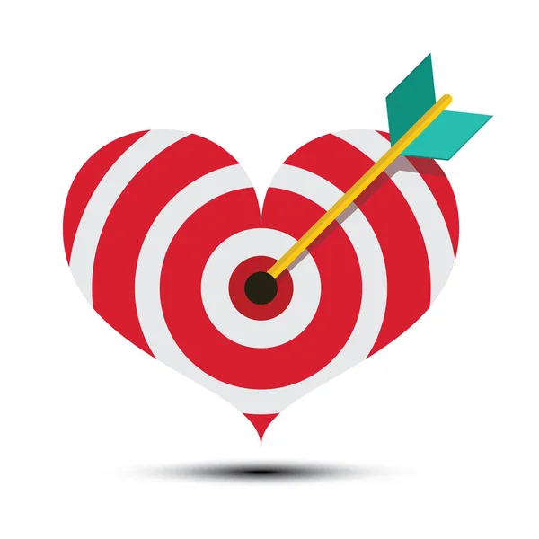 Seta Coração Forma Placa Dardo Símbolo Amor Bullseye Vetor —  Vetores de Stock