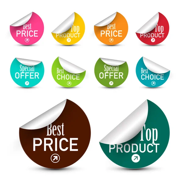 Vector Business Labels Set Circle Paper Stickers — Stock Vector