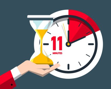 Sembol zaman on dakika. Vektör düz tasarım saat simgesi.