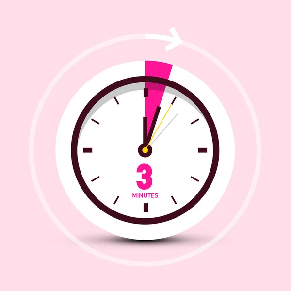 Tres Minutos Reloj Icono Sobre Fondo Rosa — Archivo Imágenes Vectoriales