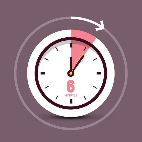 Seis Minutos Reloj Vector Retro Icono — Vector de stock