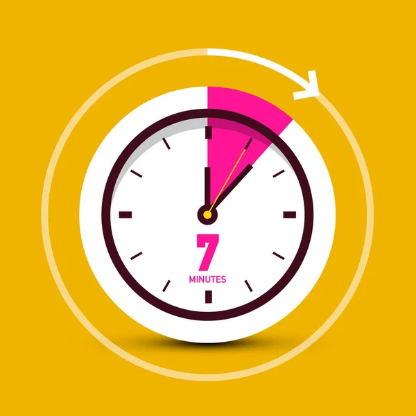 Sete Minutos Relógio Vector Ícone — Vetor de Stock