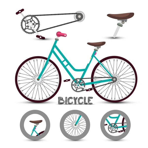 Symbool Van Fiets Fiets Pictogram Met Delen Vectorillustratie — Stockvector