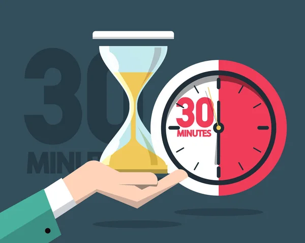 Minutos Relógio Temporizador Símbolo Tempo Vetorial Com Ampulheta — Vetor de Stock