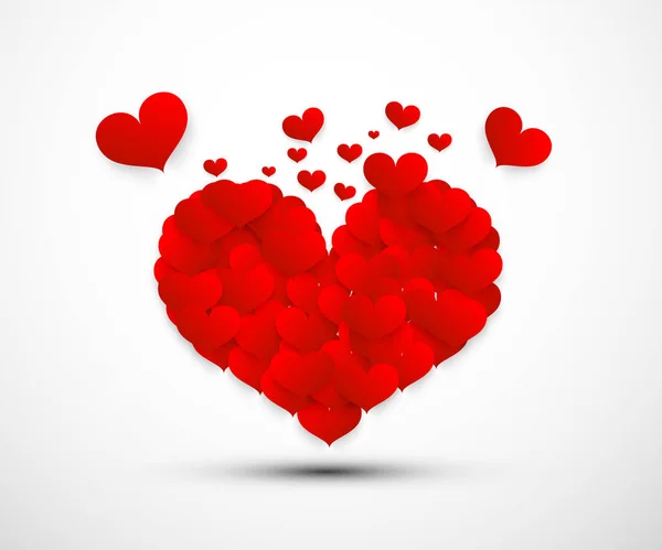 Uçan Kalpler Vektör Kırmızı Kalp Sevgililer Günü Kartı Sembolü — Stok Vektör