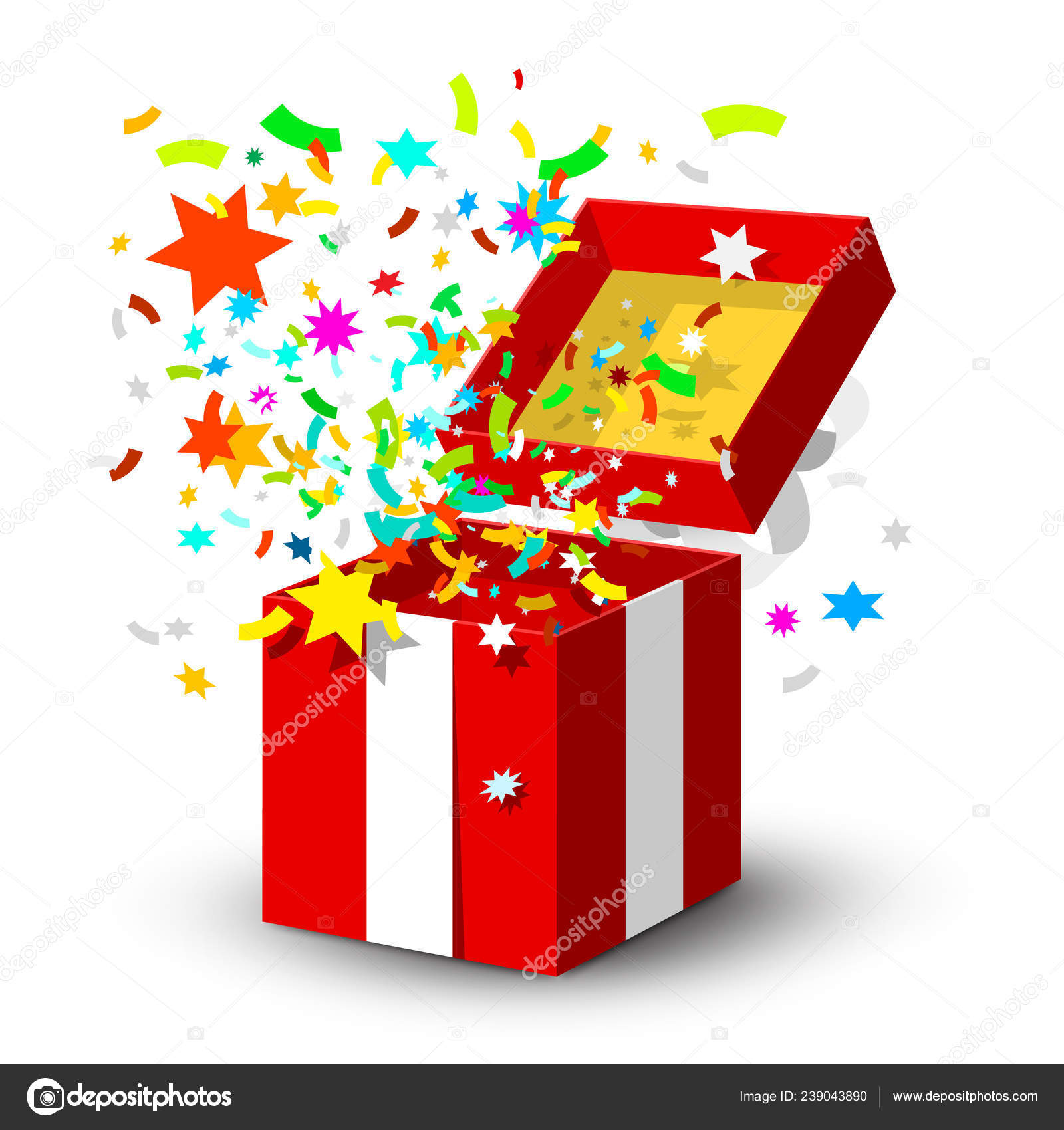 Open Red Gift Box Surprise Confetti Isolated White Background Stock Vector  by ©mejn 239043890