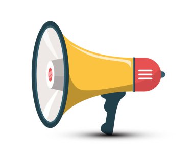 Hoparlör simgesi beyaz arka plan üzerinde izole. Vektör megafon sembolü.