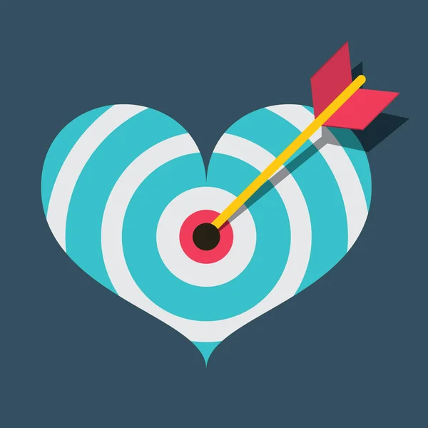 Vector Heart Target Dart Flat Design Illustration — Stock Vector