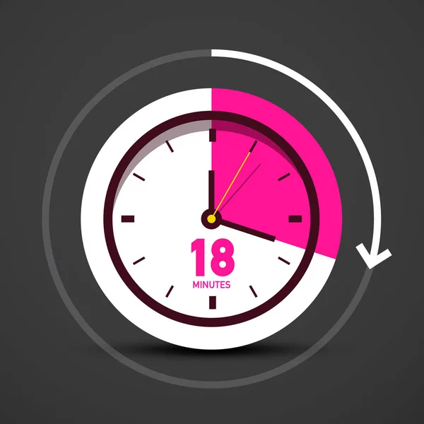 Eighteen Minutes Icon Clock Vector Watch Symbol — Stock Vector