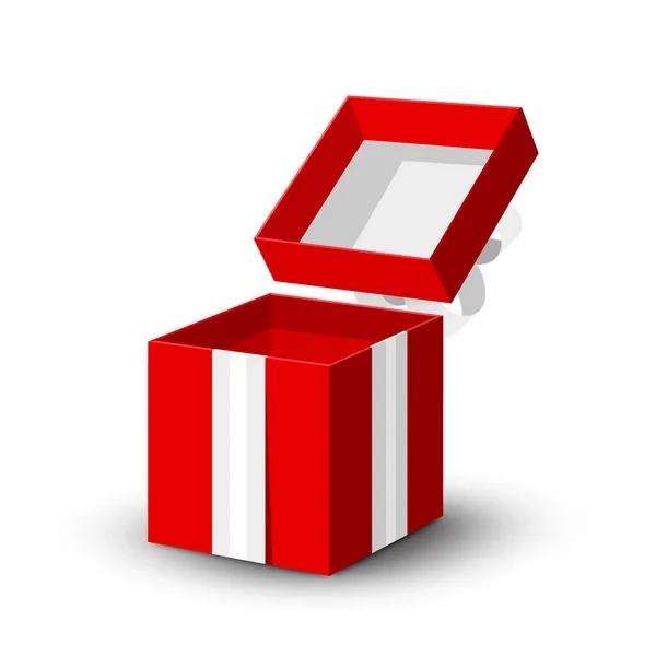 Open Doos Van Gift Vector Rood Papier Aanwezig Doos Met — Stockvector