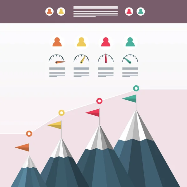 Dağ Cimbing Vektör Infographic Tasarımı Başarı Kariyer Kavramı — Stok Vektör
