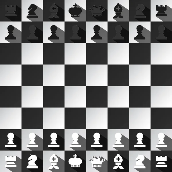 Chess Game Vector Design Bovenaanzicht Zwarte Witte Schaakbord Met Alle — Stockvector