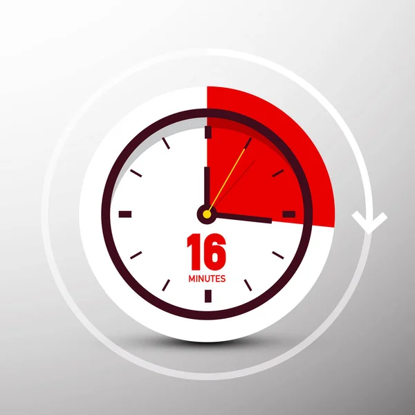 Sixteen Minutes Clock Icon Vector Time Symbol — Stock Vector