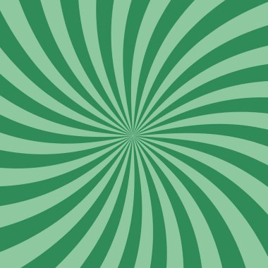 Retro Sunburst yeşil sarmal düz tasarım vektör arka plan girdap