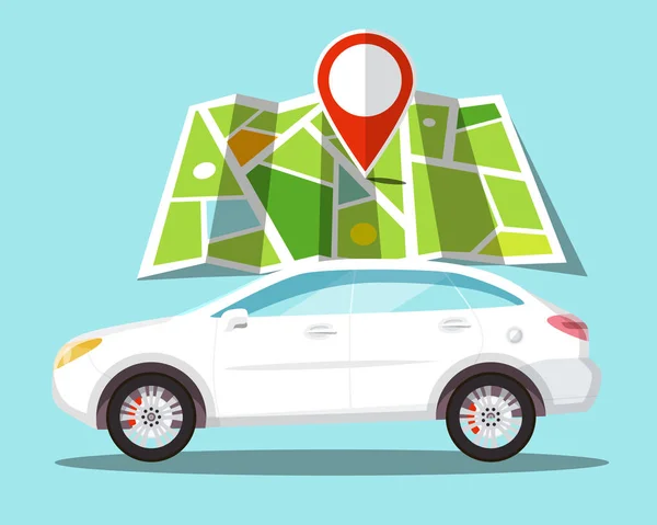 Ícone Carro Com Pin Mapa Símbolo Vetor Navegação Gps —  Vetores de Stock