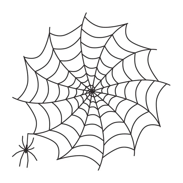 Spider Cobweb Vector Illustration Isolato Sfondo Bianco Simbolo Trappola Web — Vettoriale Stock