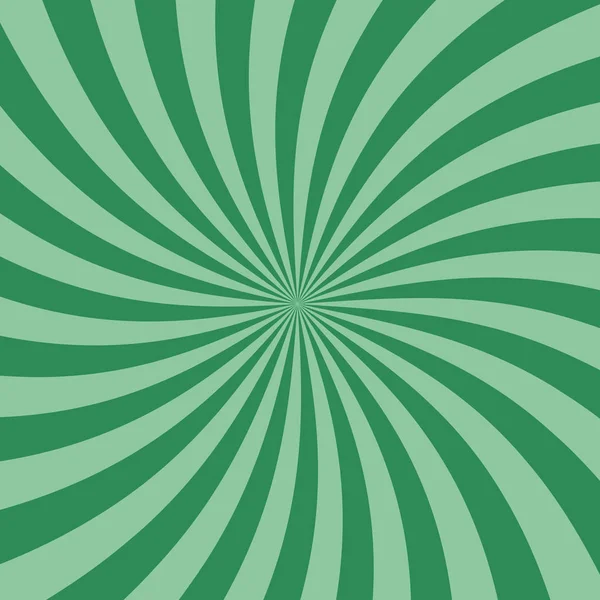 Swirl Retro Sunburst Green Spiral Flat Design Vector Background — Stock Vector
