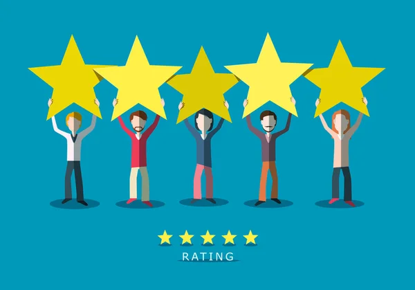 客户质量评级符号 头上有星星的人 矢量满意度调查反馈平面设计插图 成功图标 — 图库矢量图片