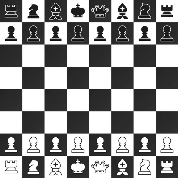 Pièces Échecs Noir Blanc Sur Échiquier Design Vectoriel Symbole Jeu — Image vectorielle