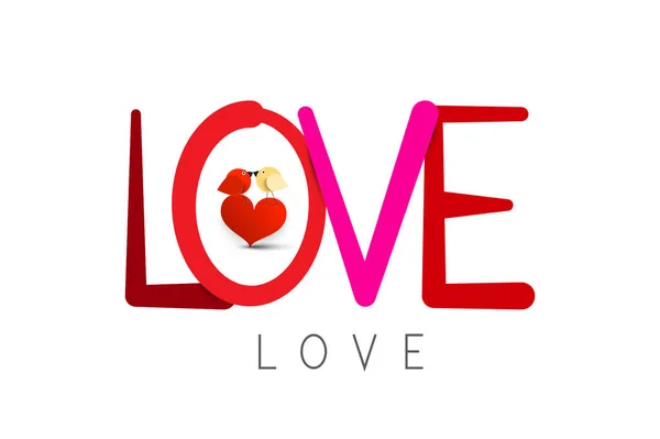 Liebessymbol Mit Küssenden Vögeln Vektor Valentinskarte Design — Stockvektor