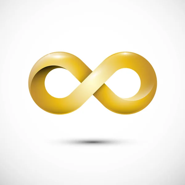 Infinity Love Symbol Golden Loop Icon Gold Endless Motion Icon — Stock Vector