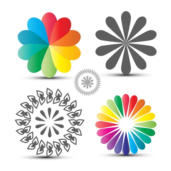 Vector Flover Icons Set Colorful Circle Shapes Isolated White Background — Stock Vector