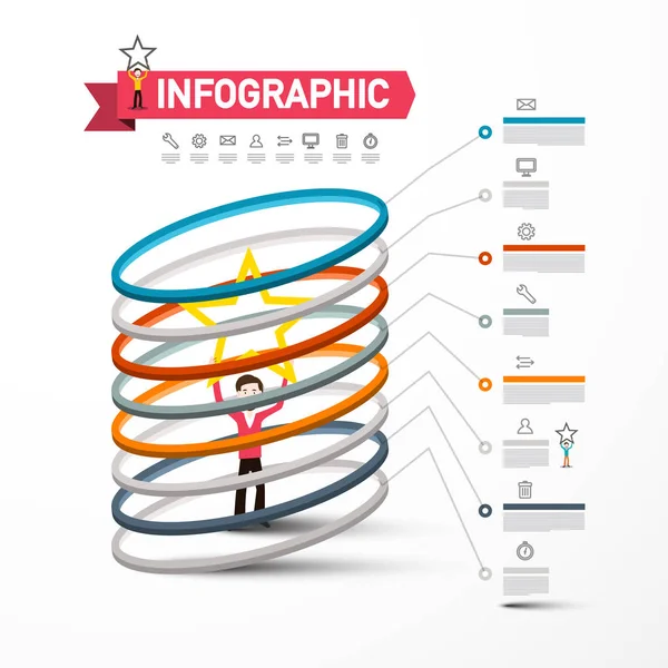 Vector Infographics Șablon Man Holding Star Circles Evaluarea Designului Infografic — Vector de stoc