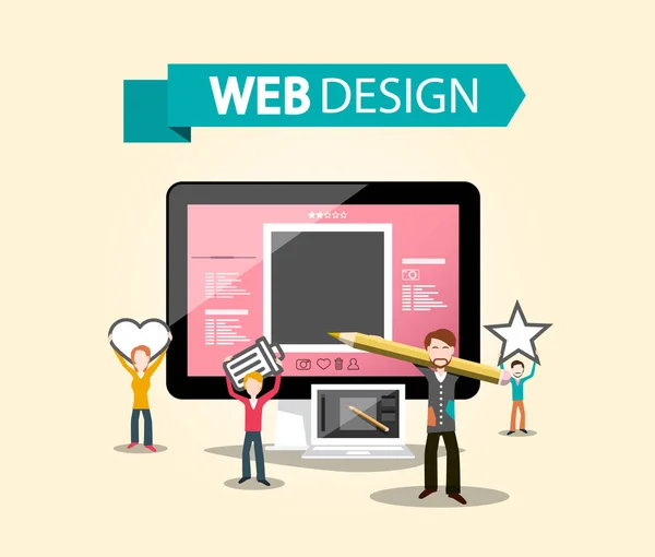 Conceito Web Design Dtp Com Designers Gráficos Criativos Computador — Vetor de Stock
