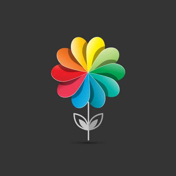 Flower Logo Design Circle Plant Vector Colorful Company Design — Stock Vector