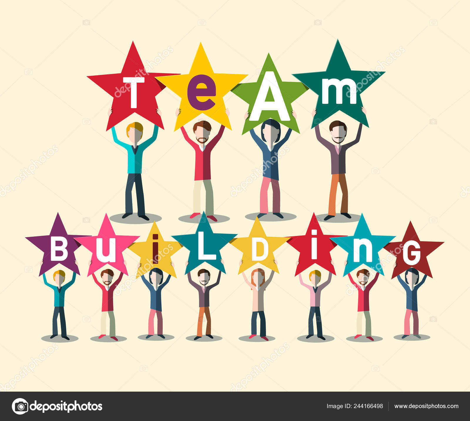Team Building Concept People Holding Letters Stars Vector Teamwork Design  Stock Vector Image by ©mejn #244166498