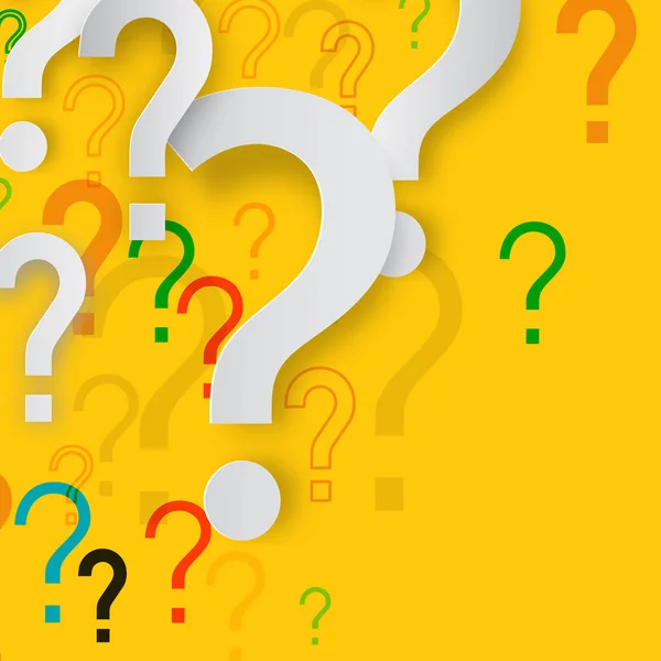 Mystery Concept Paper Cut Question Marks Yellow Background Conception Vectorielle — Image vectorielle