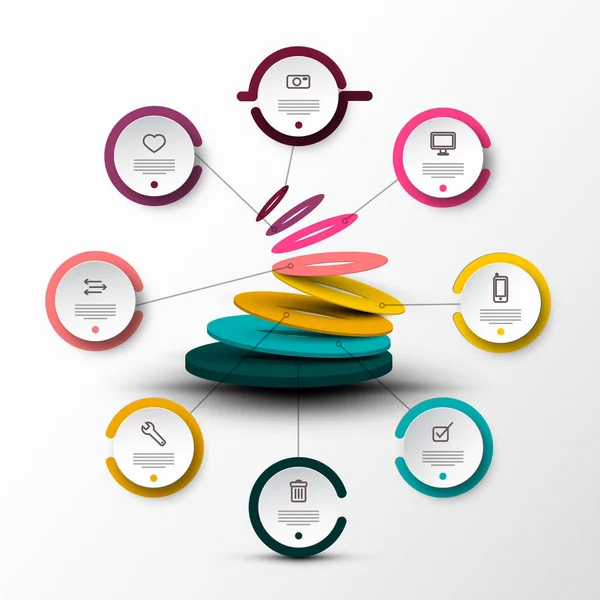 Eight Steps Company Web Infographic Concept Sample Text Icons Colorful — Stock Vector