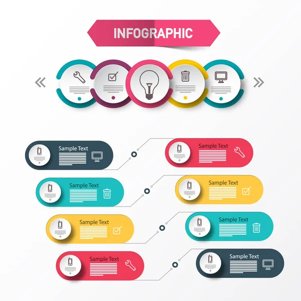 Infographic Düzeni Vektör Infographics Kavramı Veri Akış Şeması Şirket Web — Stok Vektör