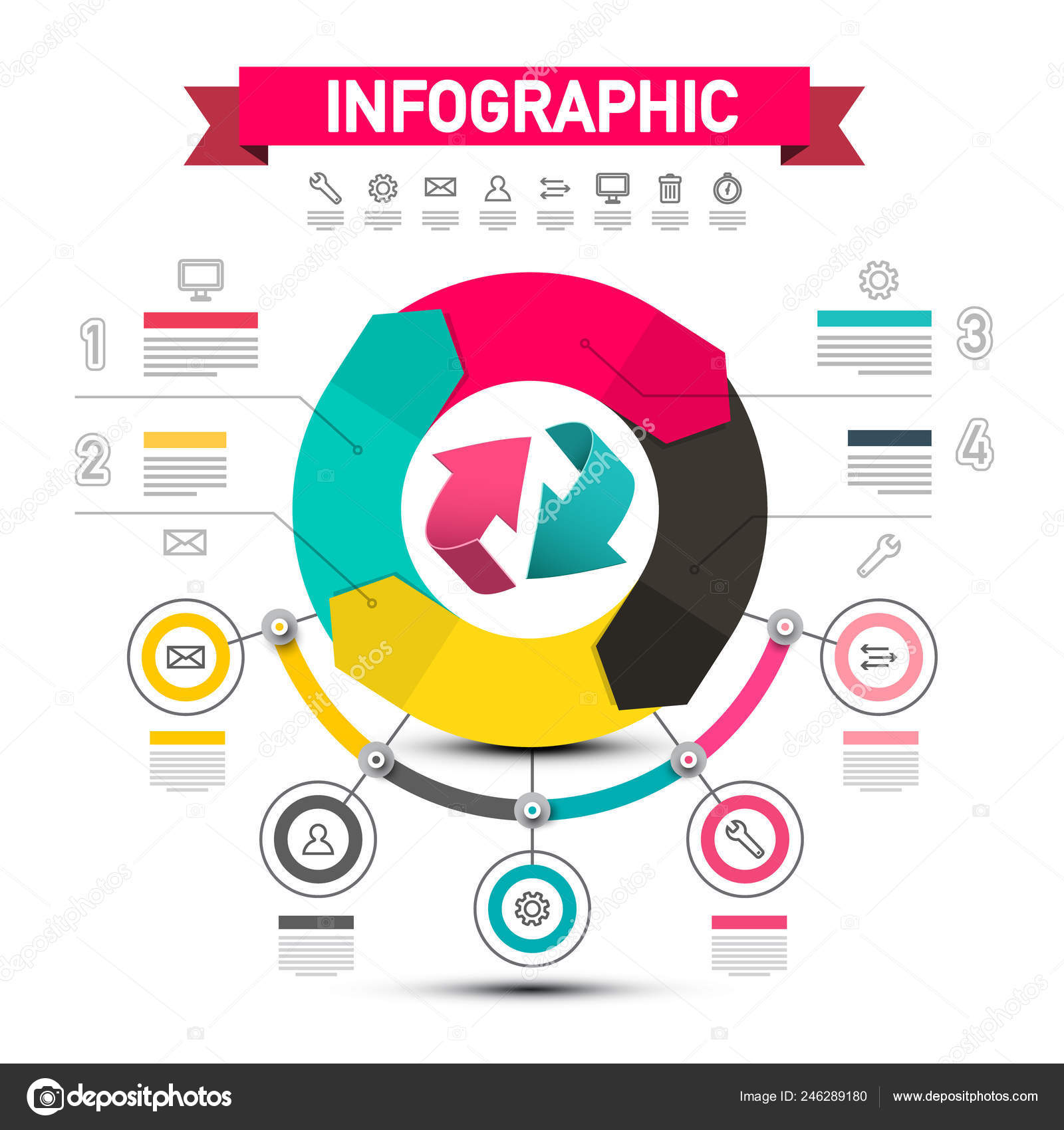 Disegno Vettore Infographic Con Frecce Diagramma Flusso Dati