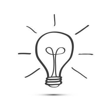 Ampul simgesi. Işık sembolü. Vektör Doodle fikir kavramı.