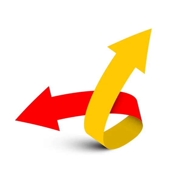 Rote und gelbe Pfeile. Vektor 3D Doppelpfeil-Logo. Geschäftswachstumskonzept. — Stockvektor