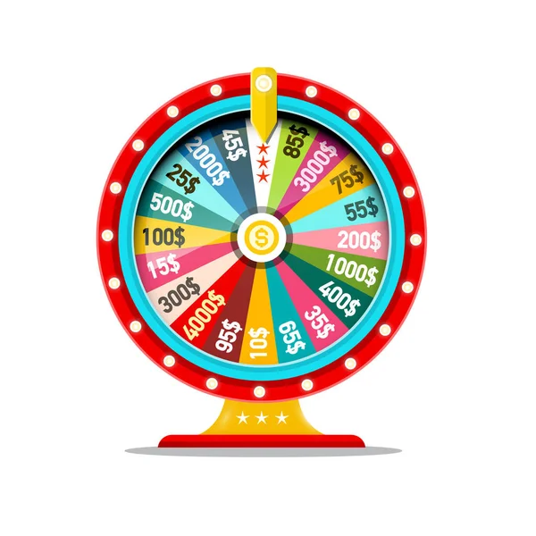 Wheel of Fortune vektor szimbólum. Pénzt a játék ikonjára. Kaszinó sorsolás koncepció. — Stock Vector