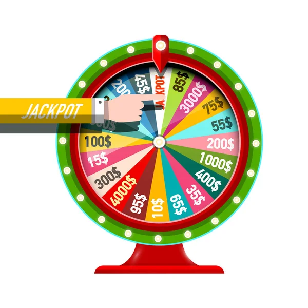 Wheel of Fortune Vector Icon with Jackpot Hand — Stock Vector