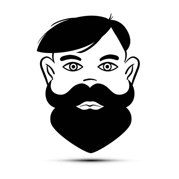 Beard Face Man Avatar. Vector Male Icon. — Stock Vector
