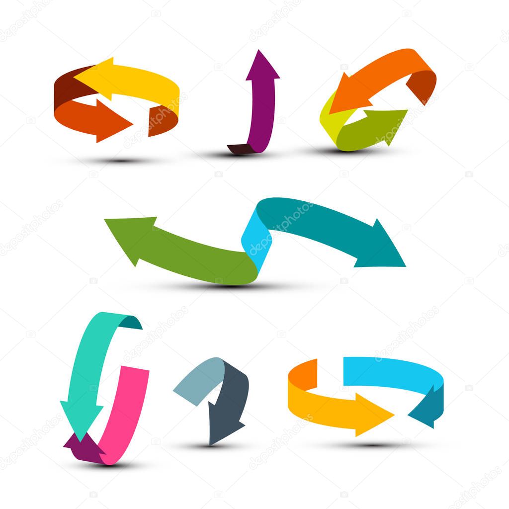 Colorful Arrows Set. Vector Double Arrow Icons. Graphic Arrow Concept for Applications and Web Design or Company Logo.