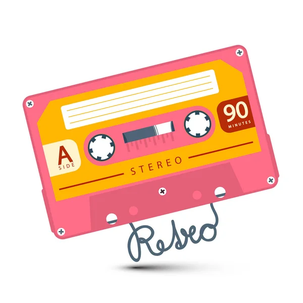 Розовая аудиокассета с Retro Isolated на белом фоне. Икона старинной музыки . — стоковый вектор